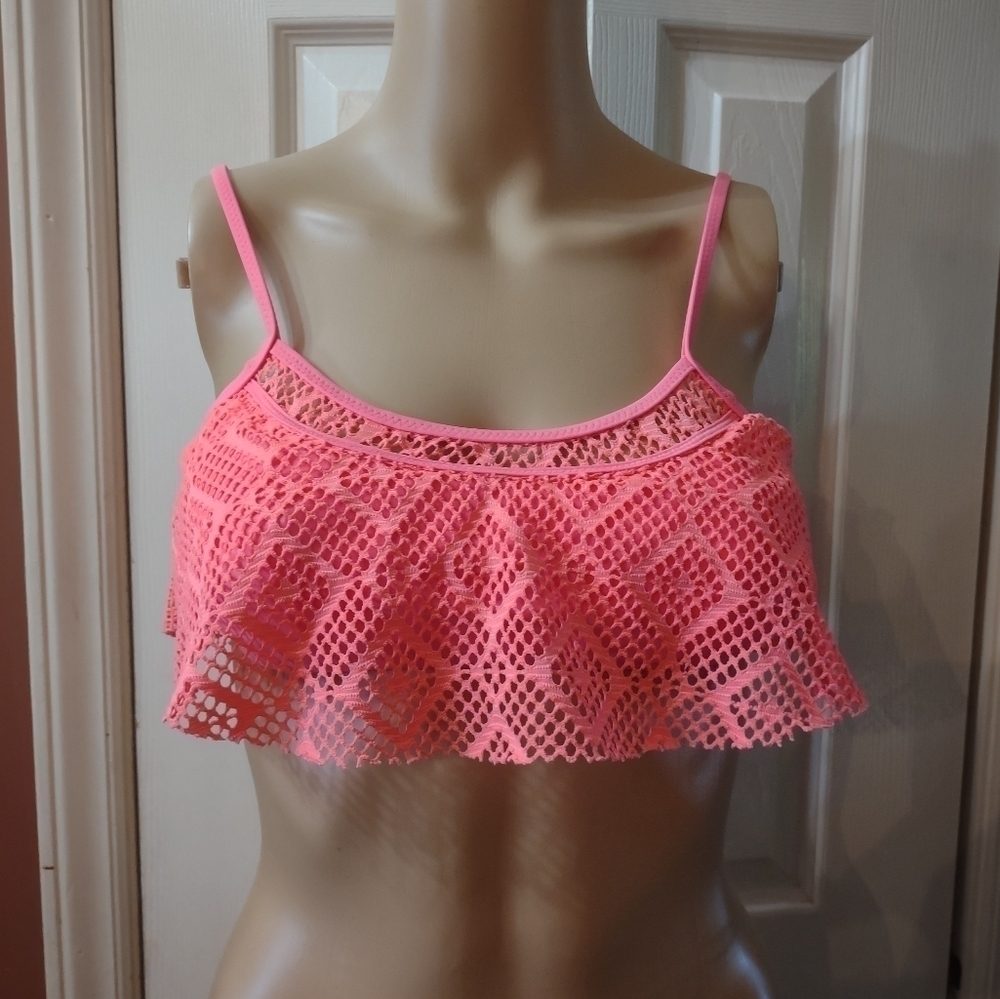 Rue21  Ruffle Bikini Top Small Crochet Lace Swim Top